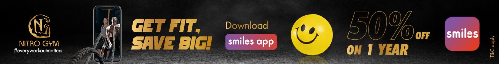 50% offer smiles app - gym in dubai silicon oasis